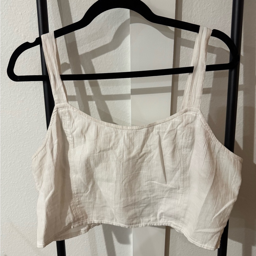 Aerie White Cropped Tank Top